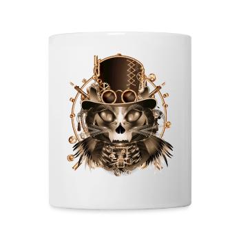 Chat Steampunk avec haut-de-forme antique en sépia - Mug blanc - blanc - Devant
