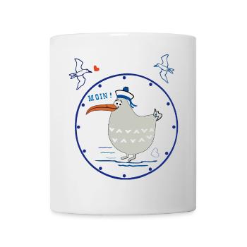 Moin, maritim, Möwe - Tasse - Weiß - Vorne