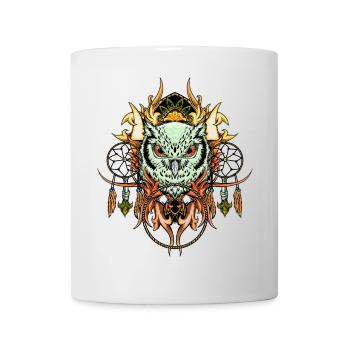 Hibou élégant avec capteur de rêves - Mug blanc - blanc - Devant