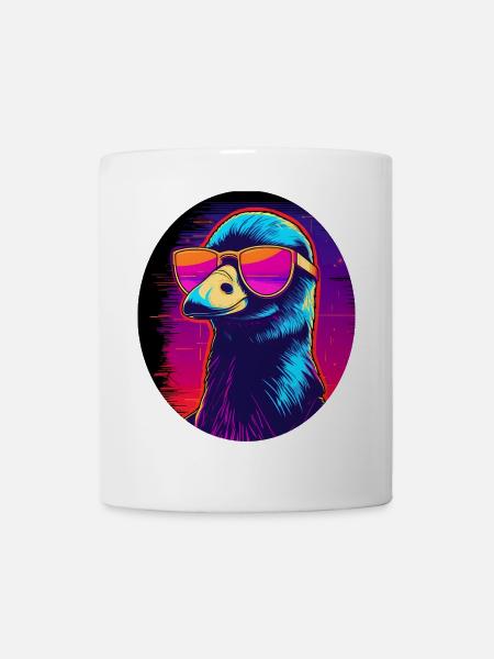 Synthwave Bird with Glasses - Mug - white