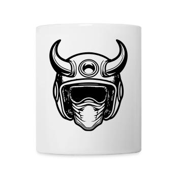Retro Motocross Motorradhelm mit zwei Hörnern - Tasse - Weiß - Vorne