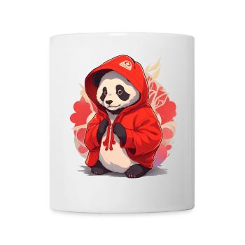 Panda mit Hoody - Tasse - Weiß - Vorne
