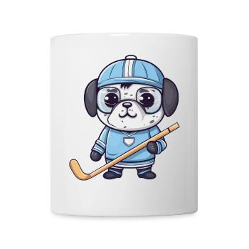 Mops spielt Eishockey, Lustiges Sportdesign für - Tasse - Weiß - Vorne