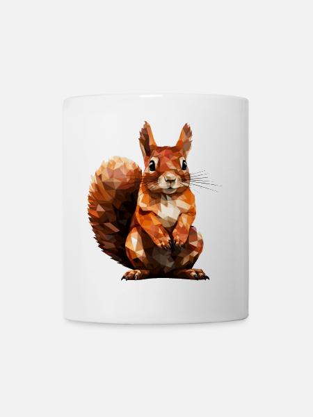 Eichhörnchen im Polygon Stil - Tasse - Weiß