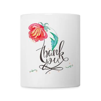 Floral Thank You Logo in Watercolor Style - Mug - white - Front