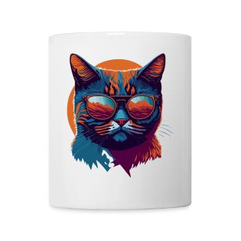 Rebel Paws: Retro Cat T-Shirt Art - Mug - white - Front