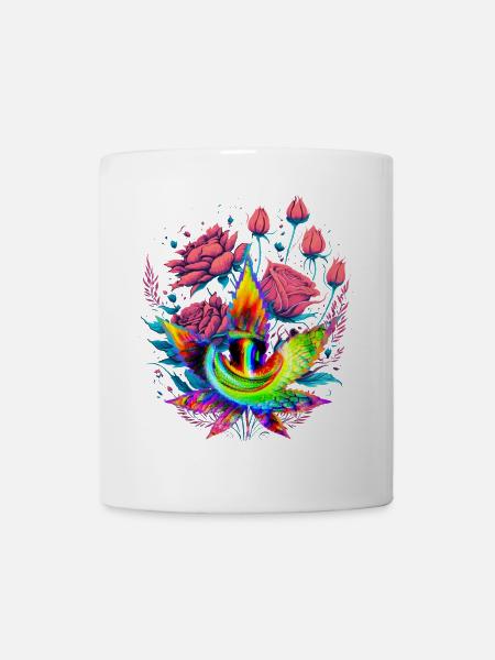 Psychedelisches Cannabisblatt mit Drachenauge - Tasse - Weiß
