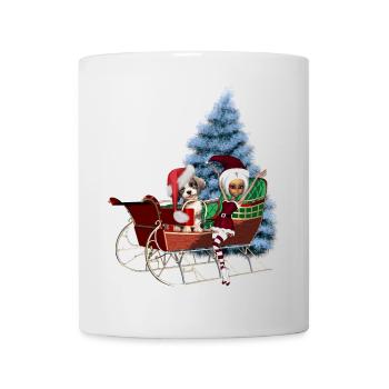 Cute Christmas puppy and moonlight elf - Mug - white - Front