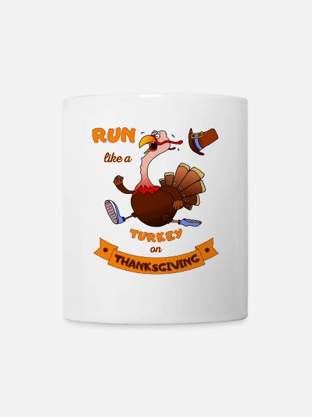 Courez comme une dinde à Thanksgiving Funny Trot - Mug blanc - blanc
