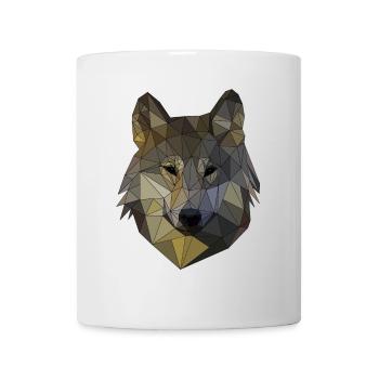 Polygon Wolf Triangular Mosaic Shapes Polyart - Mug - white - Front