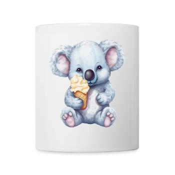 Süßer Comic Koala mit Vanille Softeis - Tasse - Weiß - Vorne