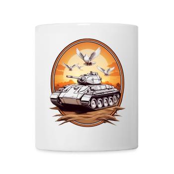 Panzer mit Friedenstauben - Tasse - Weiß - Vorne