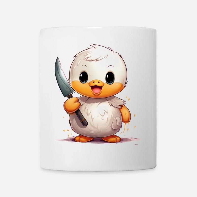 Cute Duck with Knife - Tasse - Weiß