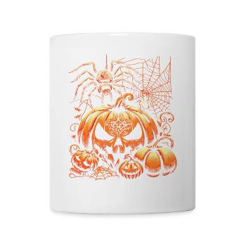 Halloween-Spinne mit Kürbissen - Tasse - Weiß - Vorne