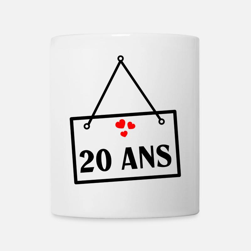 20. 20 ANS. 20e ANNIVERSAIRE. ANNIVERSAIRE 20 ANS. - Mug blanc - blanc