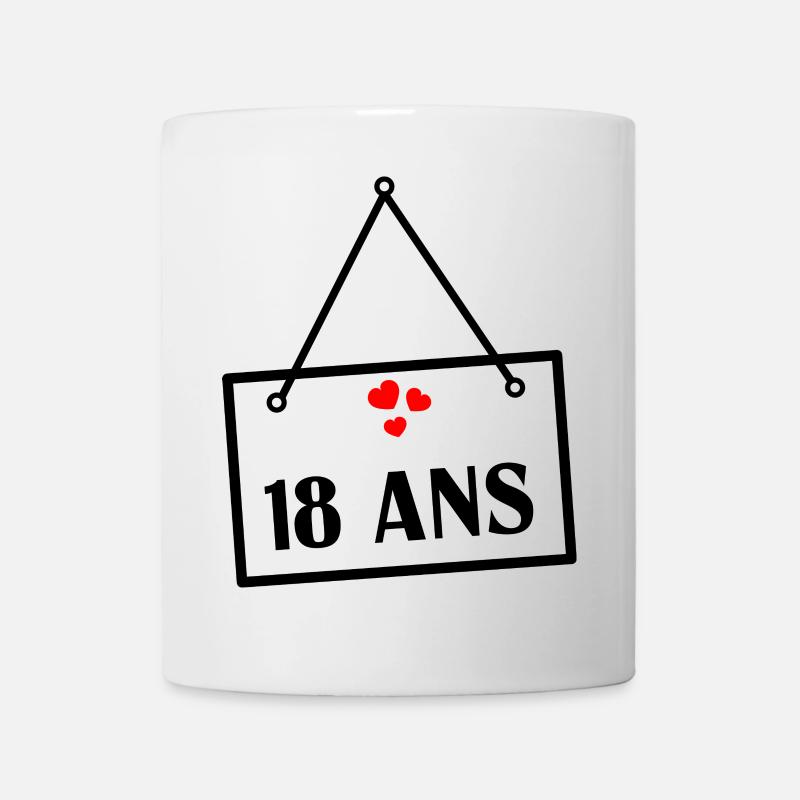 18. 18 ANS. 18e ANNIVERSAIRE. ANNIVERSAIRE 18 ANS. - Mug blanc - blanc