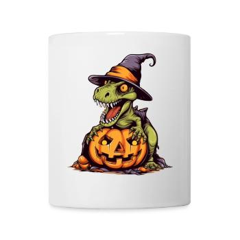 Gruseliger Dinosaurier Hexen Kürbis - Tasse - Weiß - Vorne