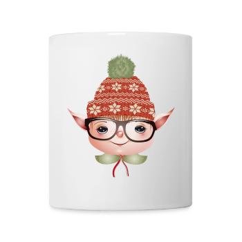 Adorable lutin de Noël mignon avec des lunettes - Mug blanc - blanc - Devant