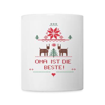 Weihnachten Ugly Christmas - Oma ist die Beste - Tasse - Weiß - Vorne