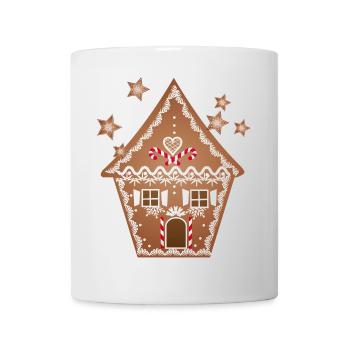 rustic gingerbread house with gingerbread stars - Mug - white - Front