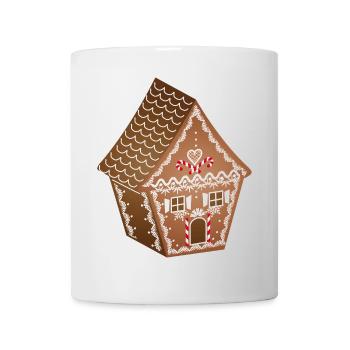 maison en pain d’épices joliment décorée pour Noël - Mug blanc - blanc - Devant