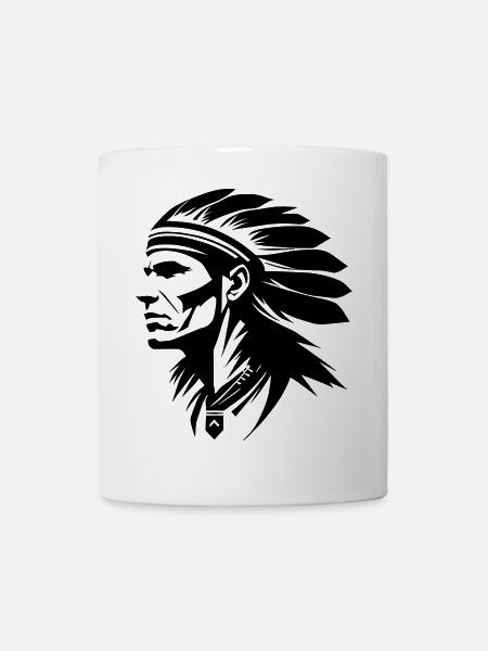 Indianer Häuptling mit Federn - Tasse - Weiß