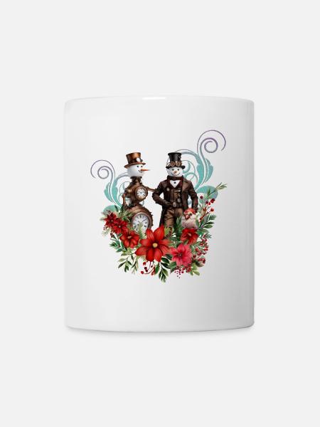 Steampunk Schneemann - Tasse - Weiß