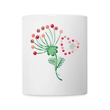 Fleur avec coeur et trèfle - Mug blanc - blanc - Devant