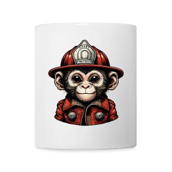 Little monkey in firefighter outfit - Mug - white - Front