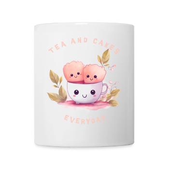Tea and Cakes T-Shirt Süßer Kuchen Kawaii - Tasse - Weiß - Vorne