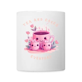 Tea and Cakes Süßes Tee T-Shirt Kawaii Geschenk - Tasse - Weiß - Vorne