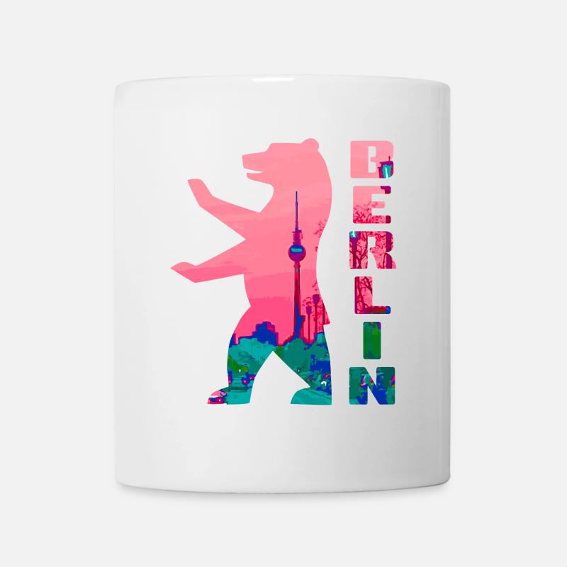 Berlin Bär Neon Silhouette - Tasse - Weiß