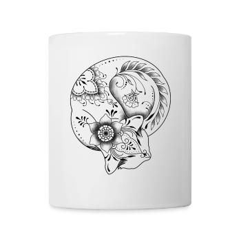 Florales dekoratives Mandala-Katzendesign - Tasse - Weiß - Vorne