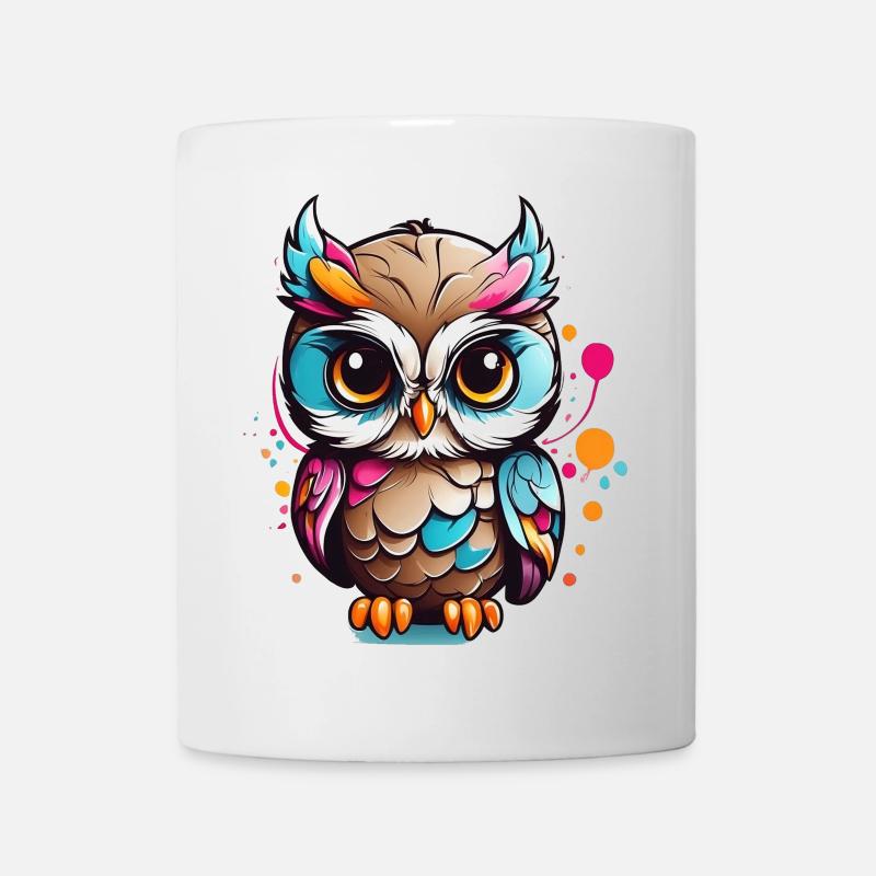 Bunte Eulenfigur im Pop Art Stil - Tasse - Weiß