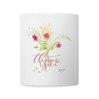 Bouquet de fleurs, merci - Mug blanc - blanc - Devant