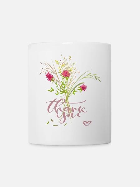 Blumenstrauß, Thank You - Tasse - Weiß