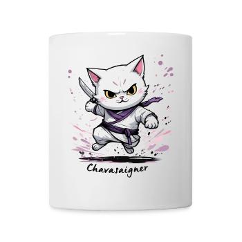 Chat maître de combat, ça va saigner ! humour - Mug blanc - blanc - Devant