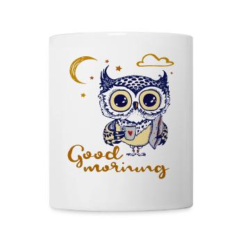 good morning, Eule - Tasse - Weiß - Vorne