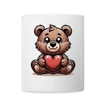 Valentine's Day Cuddly Bear: Cute Brown Teddy - Mug - white - Front