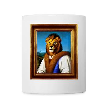 Lion Noble Portrait - Renaissance Royal Style - Mug - white - Front