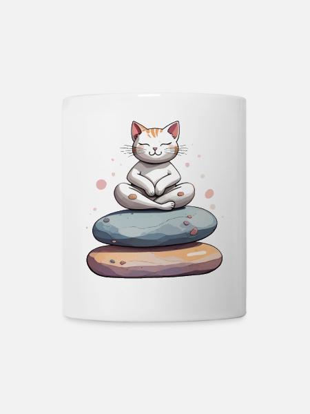 chat zen en méditation - Mug blanc - blanc