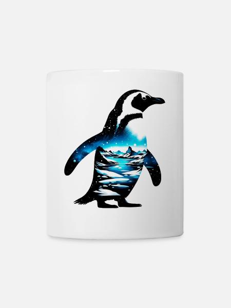 Verzierter Pinguin mit arktischer Landschaft gemalt - Tasse - Weiß