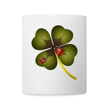 A four-leaf clover with two ladybugs - Mug - white - Front