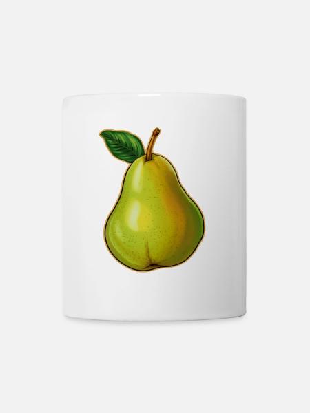 Birne mit Blatt - Tasse - Weiß