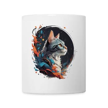 Bunte Katze - Tasse - Weiß - Vorne