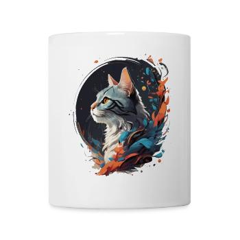 Bunte Katze - Tasse - Weiß - Vorne