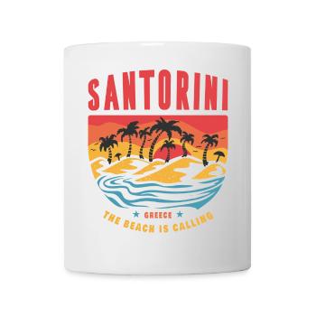 Santorini Greece sunset palm trees - Mug - white - Front