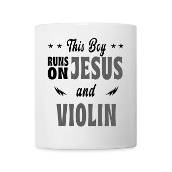 Dieser Junge lebt von Jesus und Violinen - Tasse - Weiß - Vorne