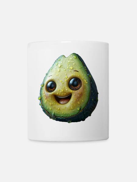 Laughing Avocado Big Eyes Happy Shirt - Mug - white