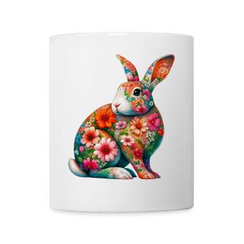 Lapin décoré de fleurs - Mug blanc - blanc - Devant